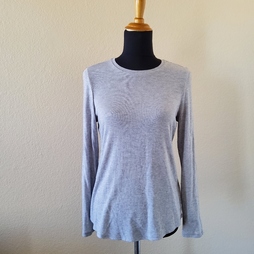 Eileen Fisher Tencel Cashmere Blend Long Sleeve Tee Gray S